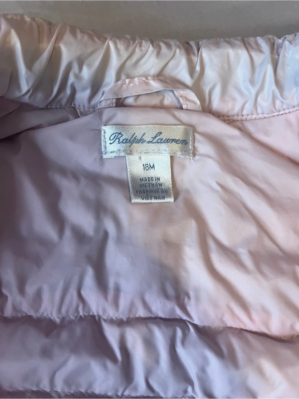 Ralph Lauren Light Pink Quilted Puffer Jacket for Kids
